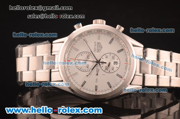Tag Heuer SLR/Mercedes-Benz Chronograph Quartz Full Steel with White Dial - Click Image to Close